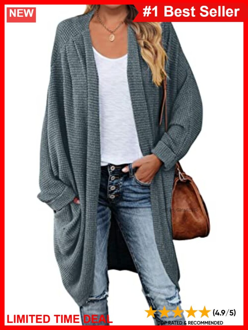 Oversized Waffle Knit Dolman Sleeve Shawl Collar Cardigan